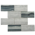 Recycled Glass Subway Mosaic Tile In Gray Wood Color | Tile Club