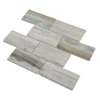 Recycled Glass Subway Mosaic Tile In Wood Color | Tile Club