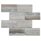 Recycled Glass Subway Mosaic Tile In Wood Color | Tile Club