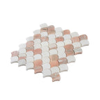 Norwegian Rose and Thassos Mini Scale Marble Mosaic Tile | Tile Club