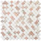 Norwegian Rose and Thassos Mini Scale Marble Mosaic Tile | Tile Club