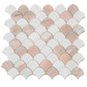 Norwegian Rose and Thassos Mini Scale Marble Mosaic Tile
