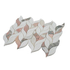 Norwegian Rose Pink and White Leaf Marble Mosaic Tile | Tile Club