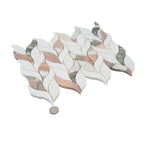 Norwegian Rose Pink and White Leaf Marble Mosaic Tile | Tile Club