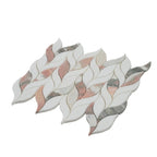 Norwegian Rose Pink and White Leaf Marble Mosaic Tile | Tile Club