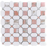 Norwegian Rose Octagon and Thassos Square Marble Mosaic Tile | Tile Club