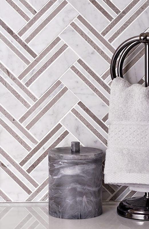 Nova Herringbone Beige Marble Tile | Tile Club