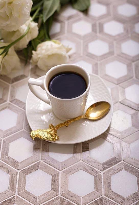 Nova Hex Wooden Beige Marble Tile