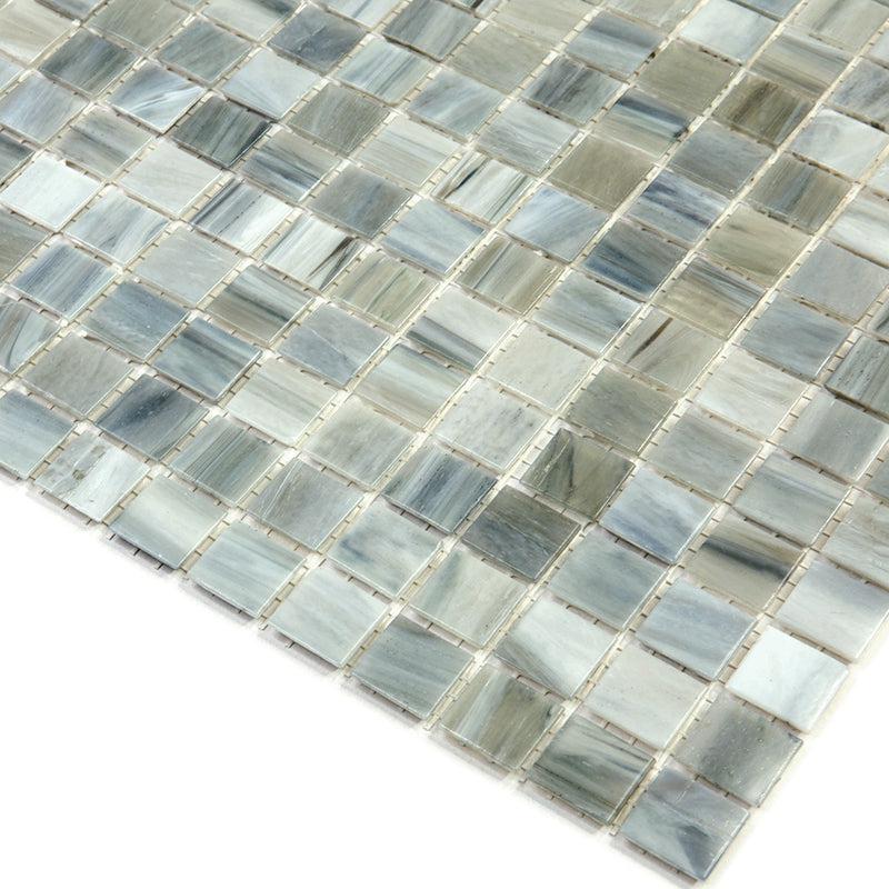 Nautical Blue & White Mixed Squares Glass Pool Tile | Tile Club