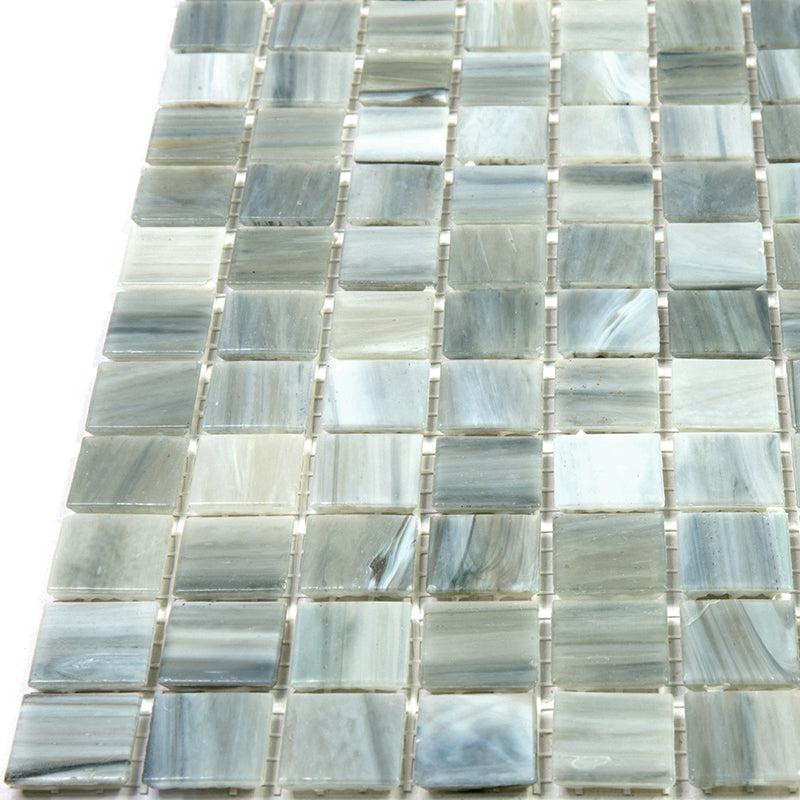 Nautical Blue & White Mixed Squares Glass Pool Tile