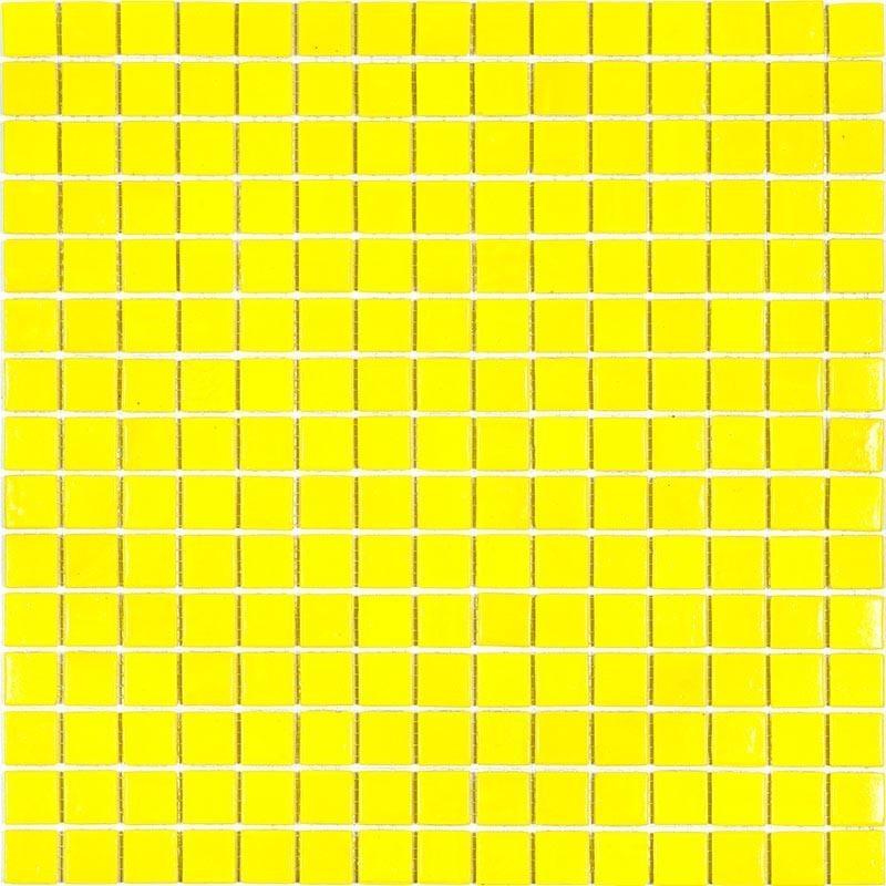 Neon Yellow Glossy Squares Glass Pool Tile