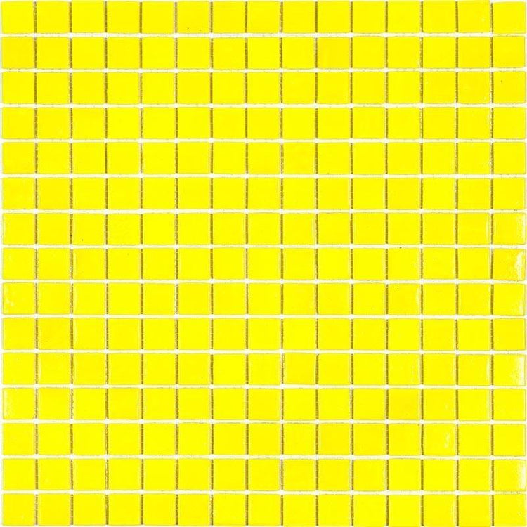 Neon Yellow Glossy Squares Glass Pool Tile