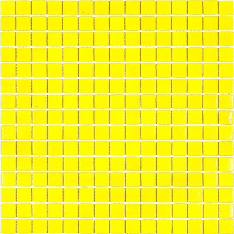 Neon Yellow Glossy Squares Glass Pool Tile
