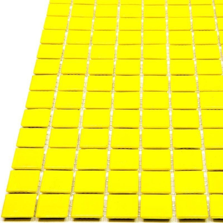 Neon Yellow Squares Glass Pool Tile | Tile Club