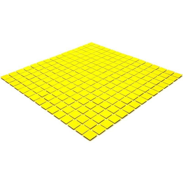 Neon Yellow Squares Glass Pool Tile | Tile Club