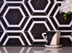 black and white hexagon tile
