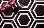 black and white hexagon tile
