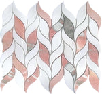 Norwegian Rose Pink and White Leaf Marble Mosaic Tile Sample