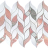 Norwegian Rose Pink and White Leaf Marble Mosaic Tile