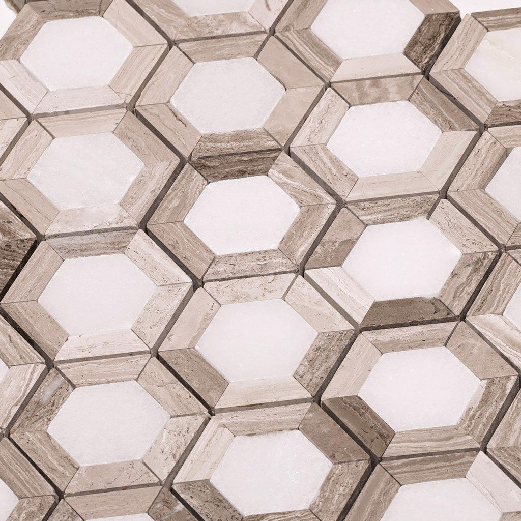 Nova Hex Wooden Beige Marble Tile