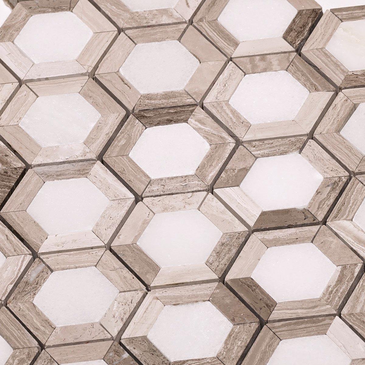 Nova Hex Wooden Beige Marble Tile