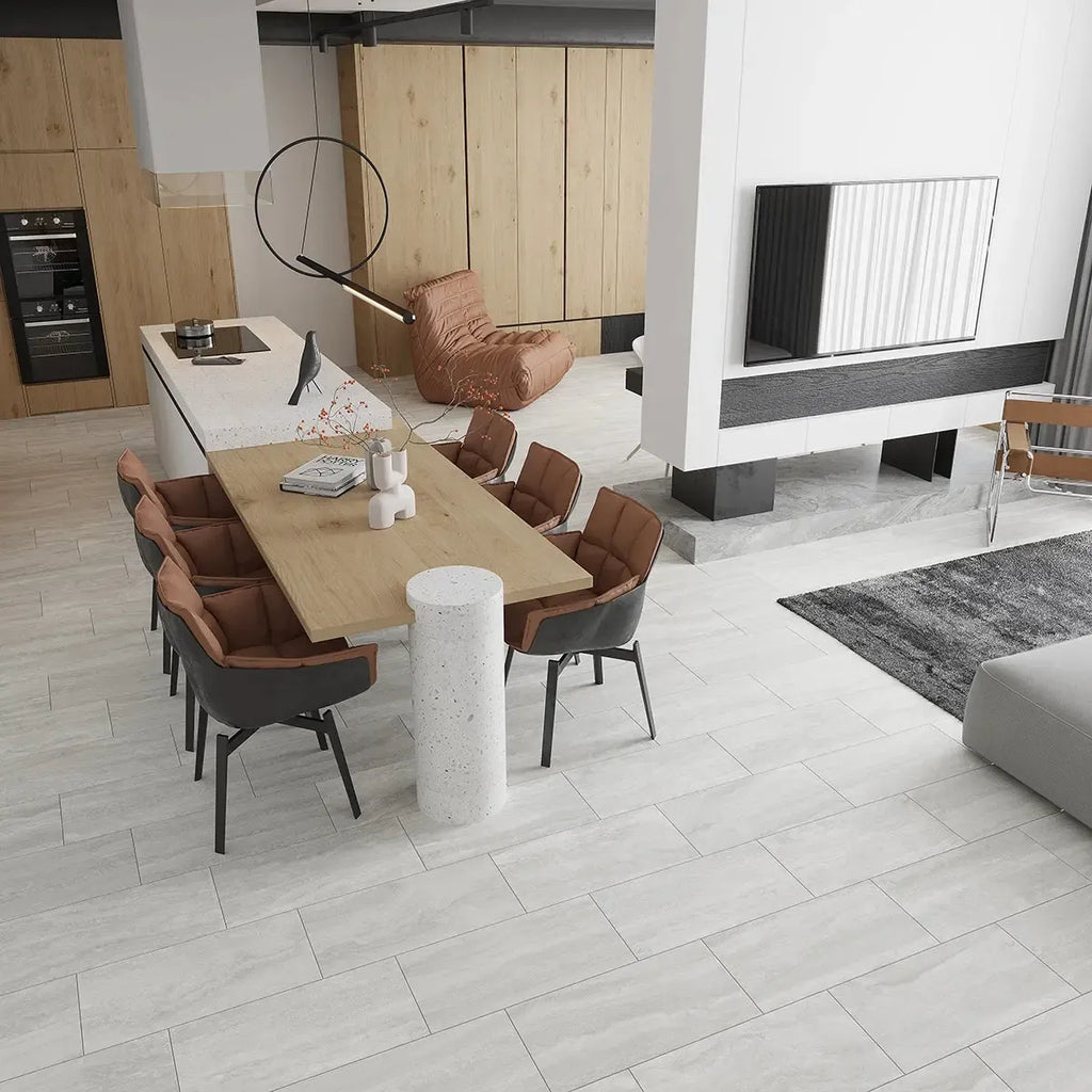 Novato Bianco 12x24 Travertine Porcelain Tile | Tile Club