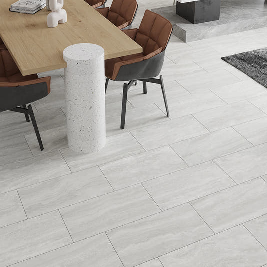 Novato Bianco 12x24 Travertine Porcelain Tile | Tile Club