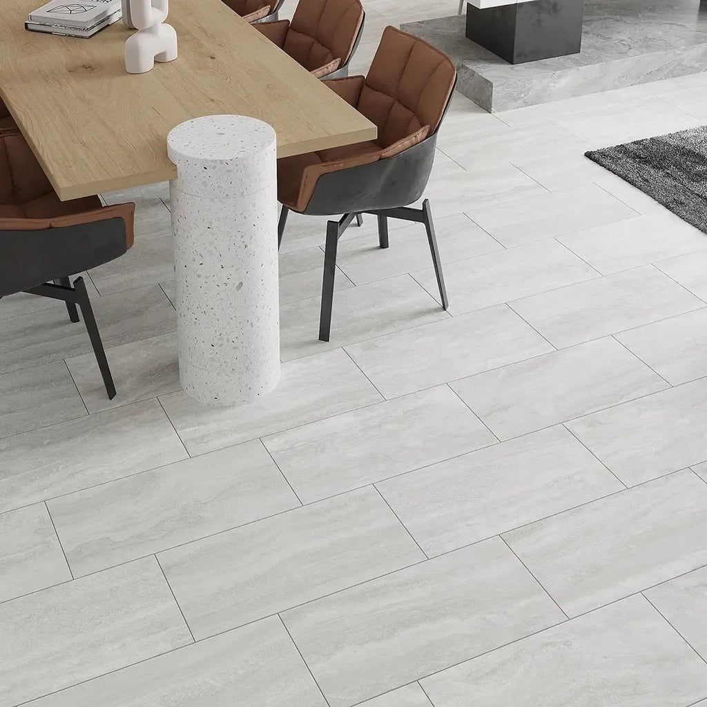 Novato Bianco 12x24 Travertine Porcelain Tile | Tile Club