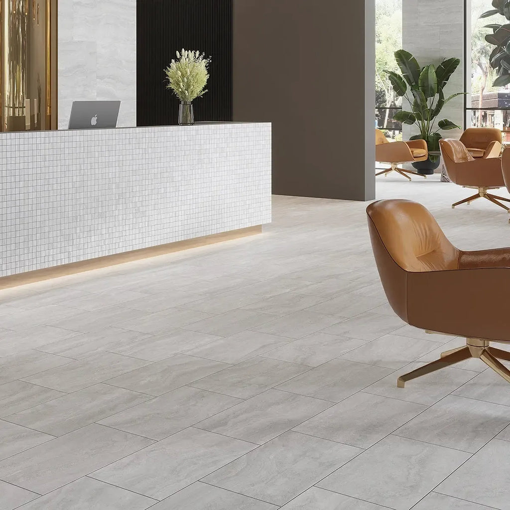 Novato Grigio 12x24 Travertine Porcelain Tile | Tile Club