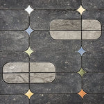 Futuristic Black and Multicolor Stars Marble Mosaic Tile