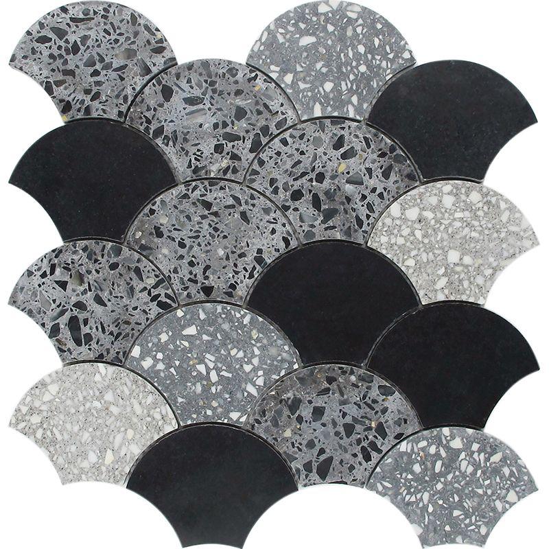 Black and Gray Terrazzo Scale Mosaic Tile