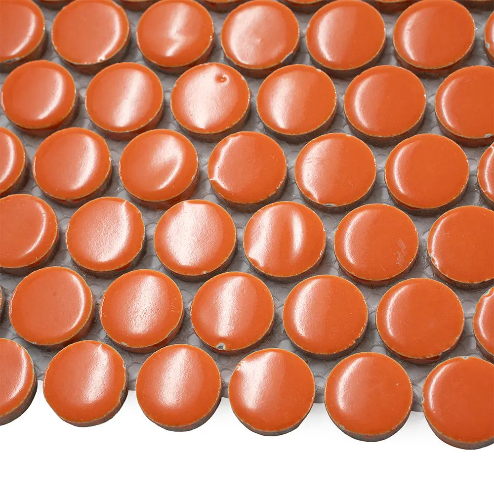 Orange Buttons Porcelain Penny Round Tile | Tile Club