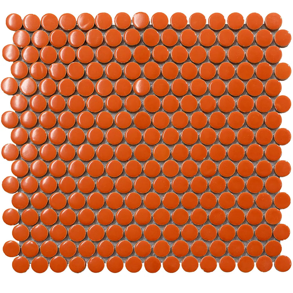 Orange Buttons Porcelain Penny Round Tile | Tile Club
