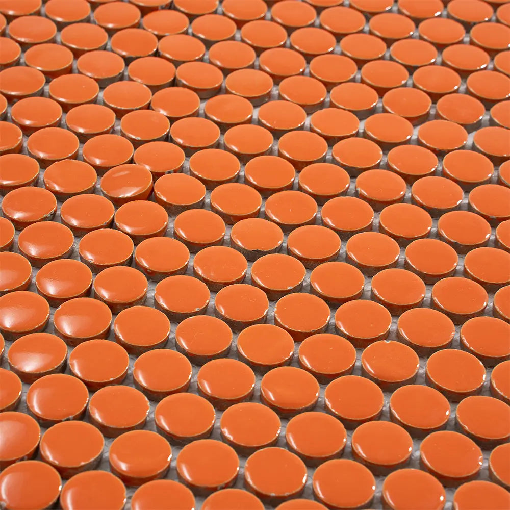 Orange Buttons Porcelain Penny Round Tile | Tile Club