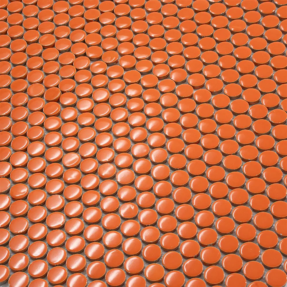 Orange Buttons Porcelain Penny Round Tile | Tile Club