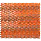 Orange Buttons Porcelain Penny Round Tile | Tile Club