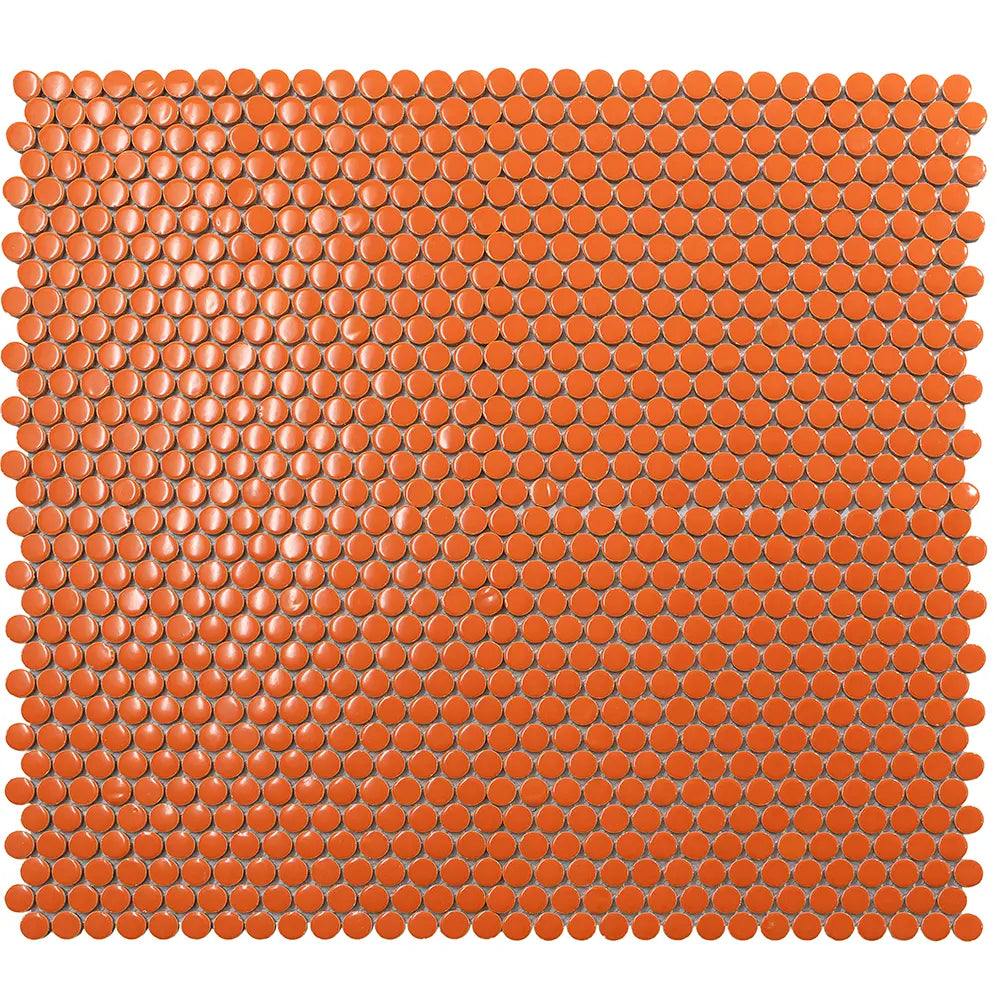 Orange Buttons Porcelain Penny Round Tile | Tile Club