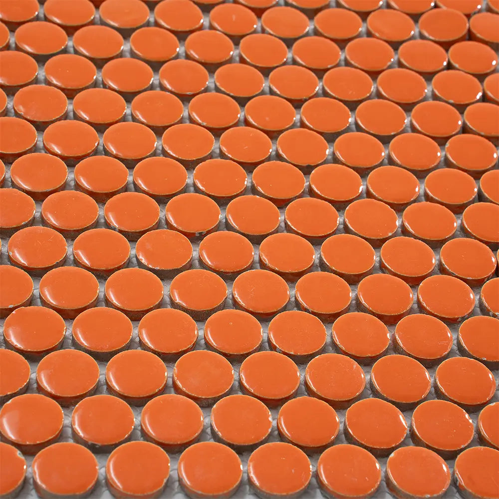 Orange Buttons Porcelain Penny Round Tile | Tile Club