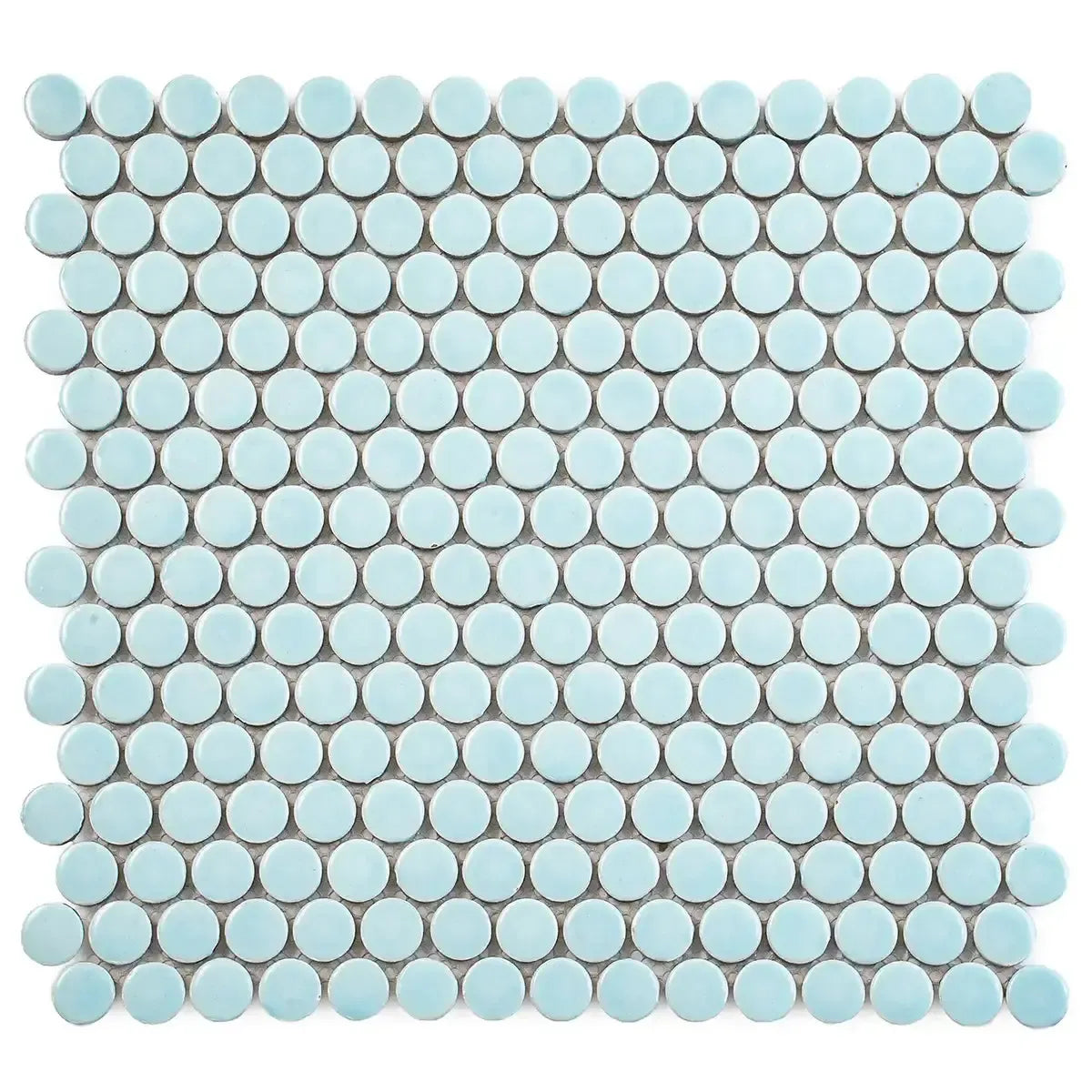Light Blue Buttons Porcelain Penny Round Tile | Tile Club