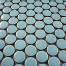 Light Blue Buttons Porcelain Penny Round Tile | Tile Club