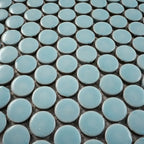 Light Blue Buttons Porcelain Penny Round Tile | Tile Club