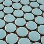 Light Blue Buttons Porcelain Penny Round Tile | Tile Club