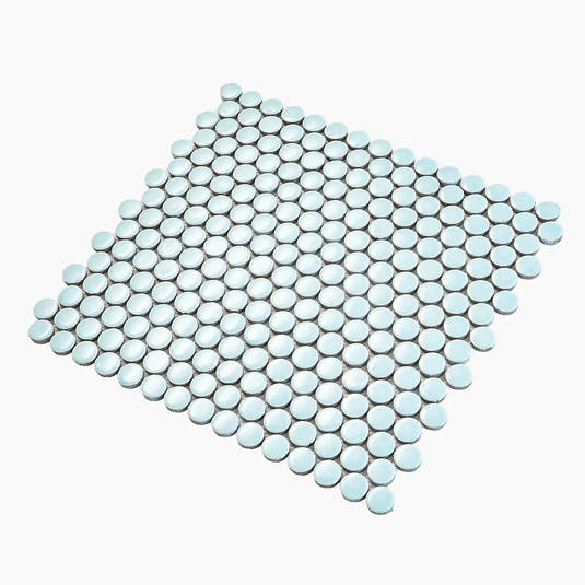 Light Blue Buttons Porcelain Penny Round Tile | Tile Club