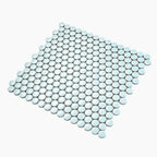 Light Blue Buttons Porcelain Penny Round Tile | Tile Club