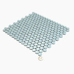 Light Blue Buttons Porcelain Penny Round Tile | Tile Club