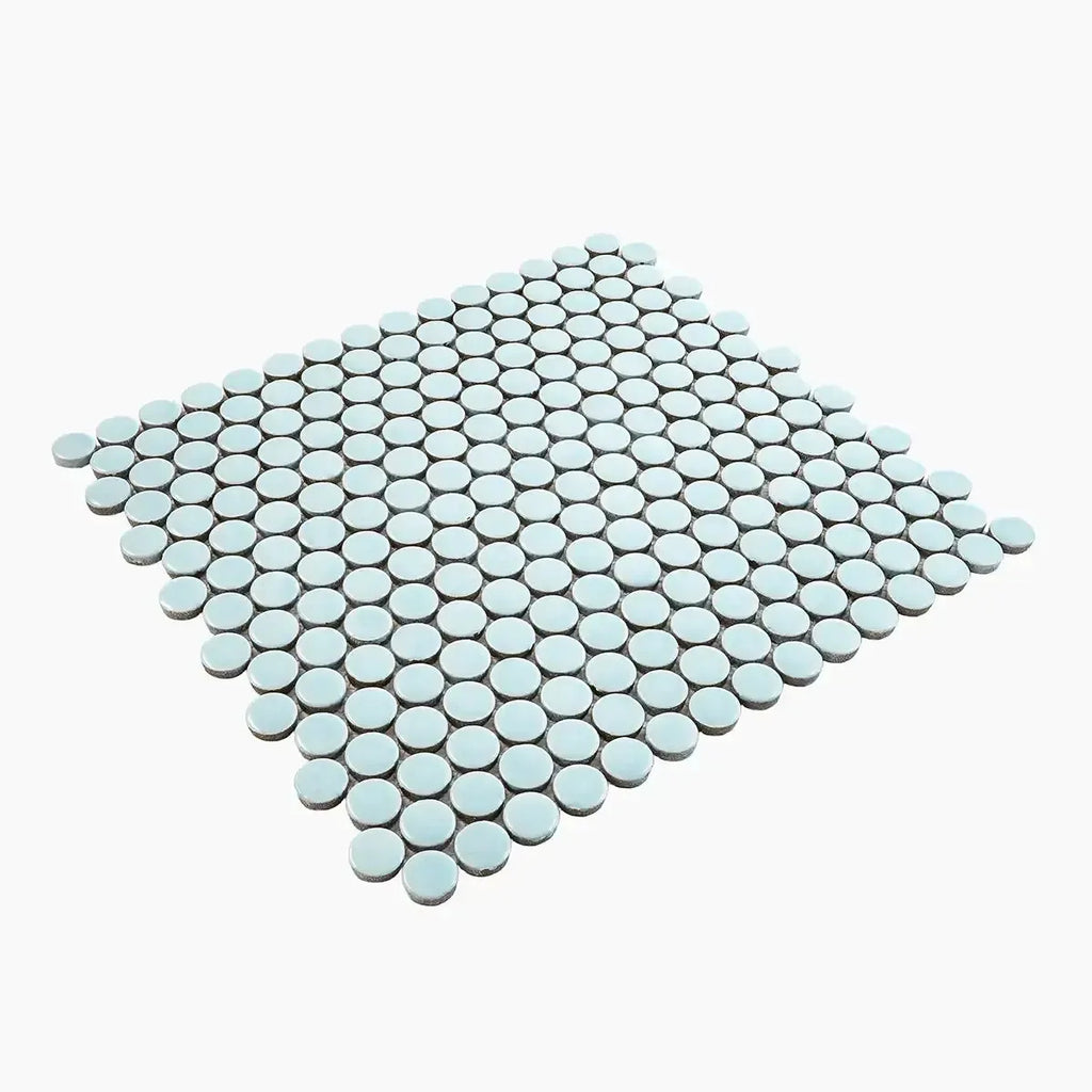 Button Ceramic Tile Light Blue Buttons Porcelain Penny Round Tile | Colorful Backsplash ...
