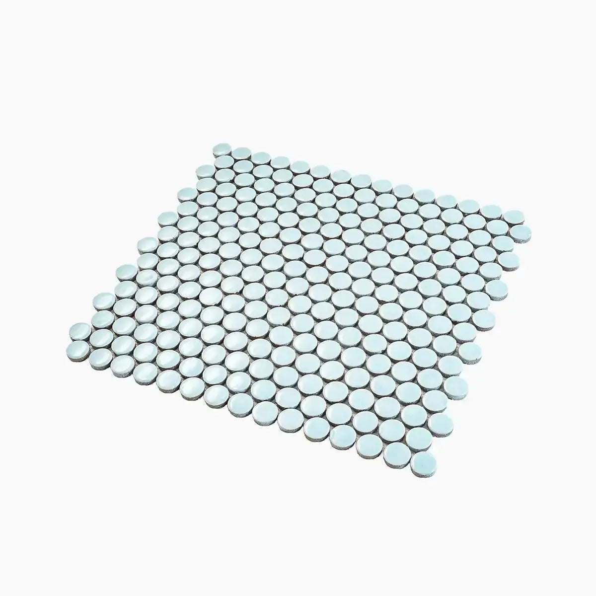 Light Blue Buttons Porcelain Penny Round Tile | Tile Club