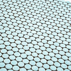 Light Blue Buttons Porcelain Penny Round Tile | Tile Club