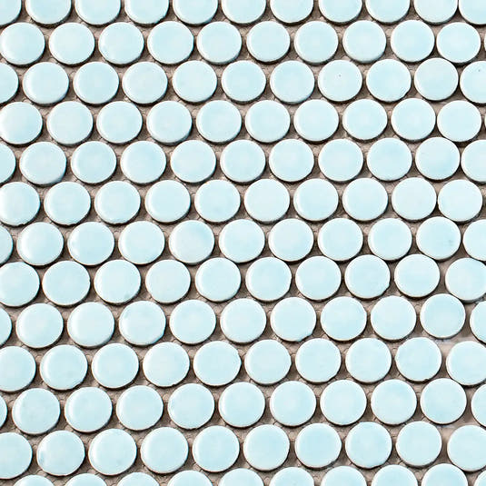 Light Blue Buttons Porcelain Penny Round Tile | Tile Club