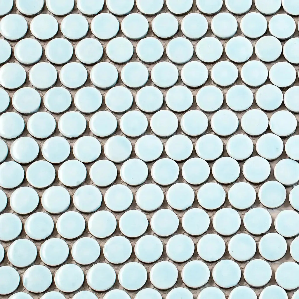 Light Blue Buttons Porcelain Penny Round Tile | Tile Club